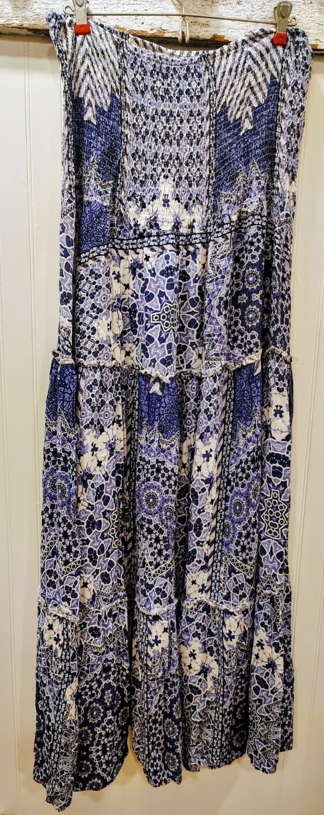 Strapless Summer Maxi Dress, Blue Floral, Women's XL-XXL - Thumbnail 6