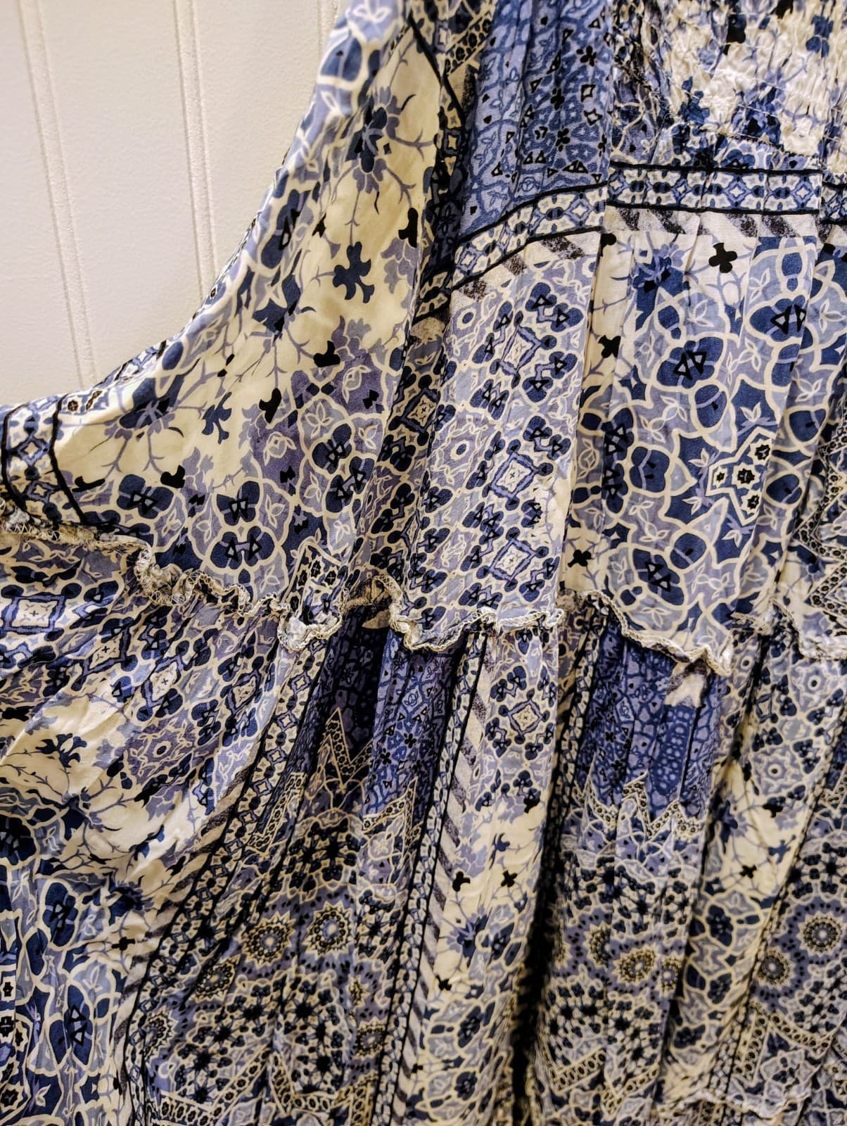Strapless Summer Maxi Dress, Blue Floral, Women's XL-XXL - Thumbnail 4