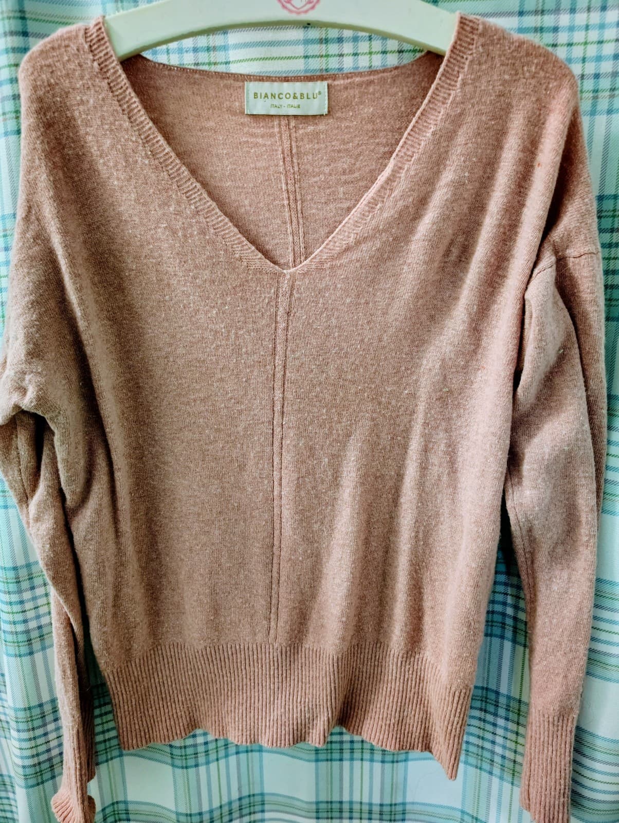 Bianco and Blu Womens Sweater, Dusty Rose, Cotton Blend/Cashmere
