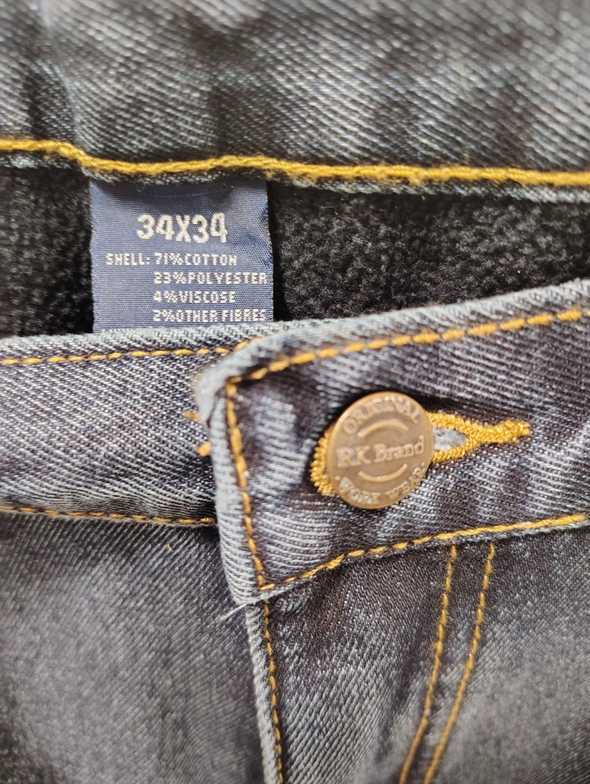 NWT Rural King Workwear Fleece Lined Denim Jeans, 34x34 - Thumbnail 4