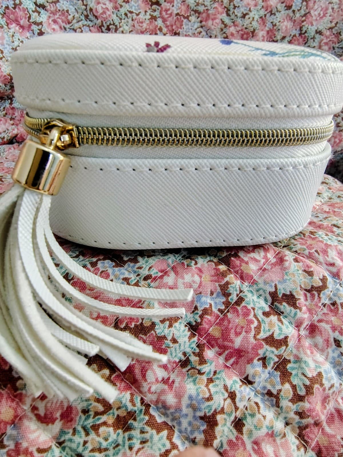 Portable White Jewelry Box Storage Organizer, "Cupcakes & Cashmere at Home" - Thumbnail 2