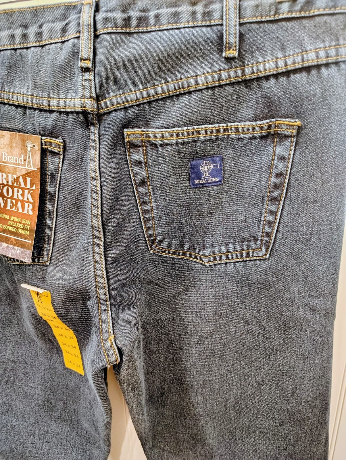 NWT Rural King Workwear Fleece Lined Denim Jeans, 34x34 - Thumbnail 3