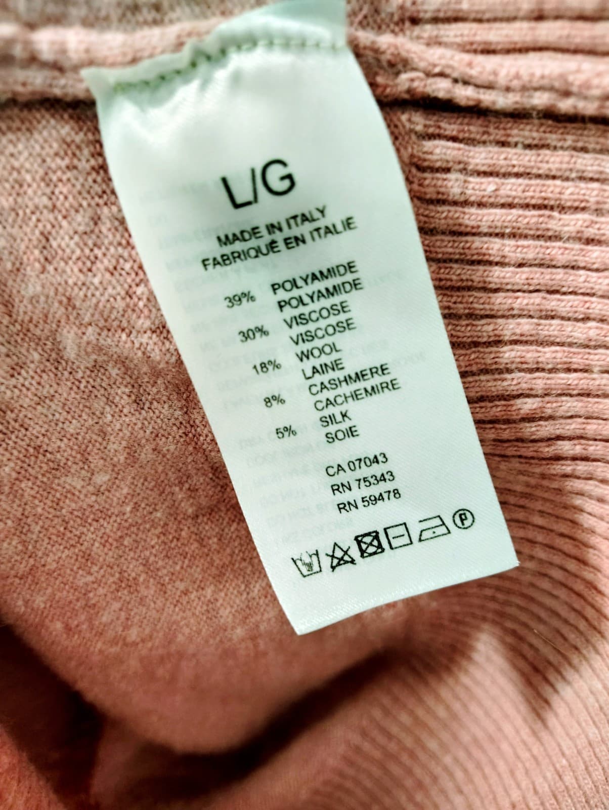 Bianco and Blu Womens Sweater, Dusty Rose, Cotton Blend/Cashmere - Thumbnail 5