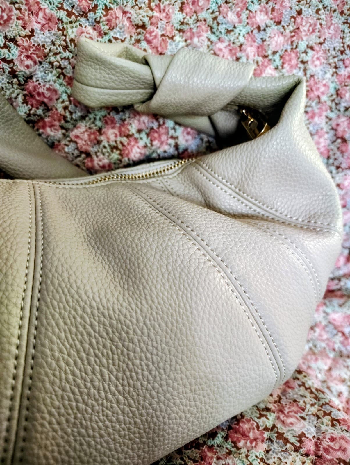 NWOT Cream Faux Leather Shoulder Hobo Bag