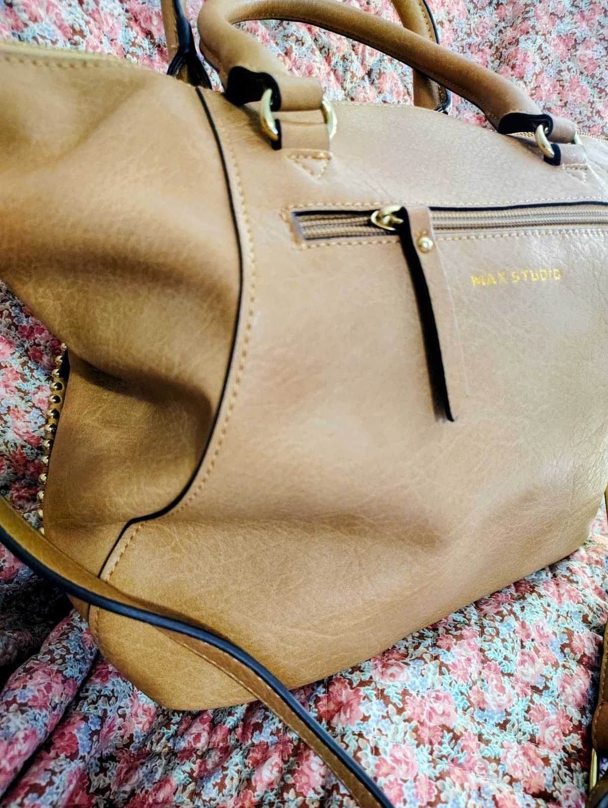 NWOT Max Studio Camel/Tan Satchel Shoulder Bag - Thumbnail 6