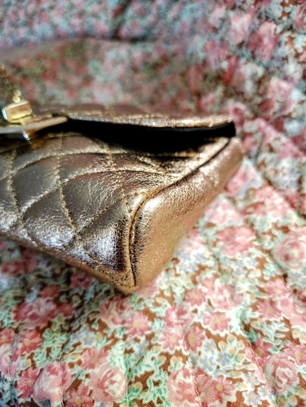 Forever 21 Formal Pink Shiny Metallic Clutch Gold Chain Dress Bag - Thumbnail 7