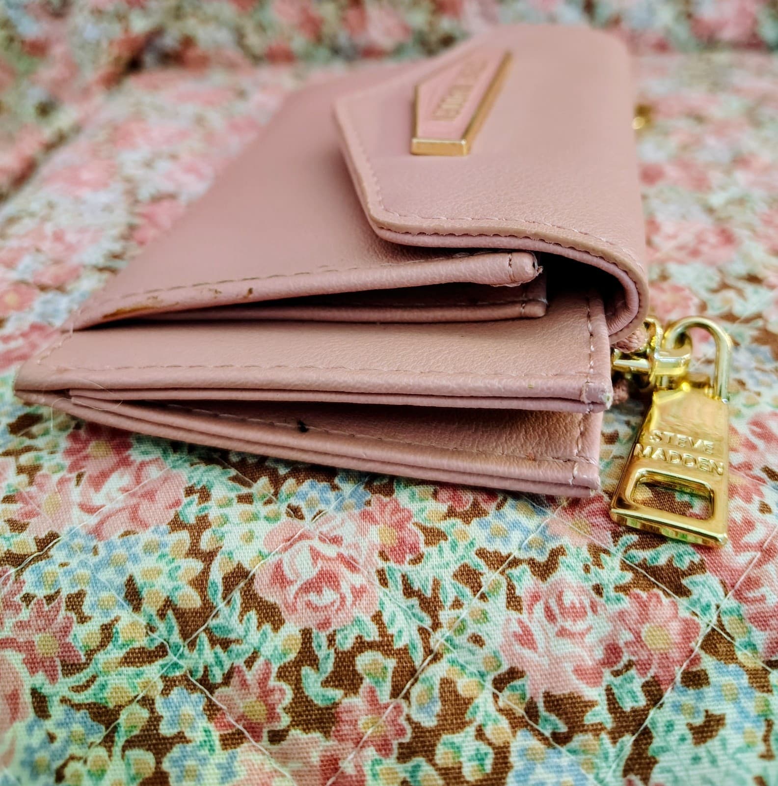 NWOT Steve Madden Rose Pink Bifold Wallet, Zip Pouch - Thumbnail 8