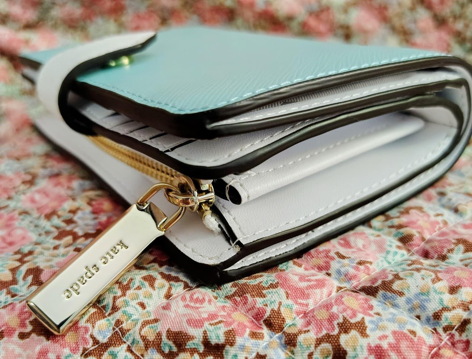 NWOT Kate Spade Staci Poolside Medium Compact Bifold Leather Wallet - Thumbnail 3