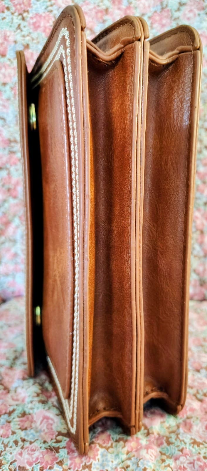 NWOT Brown Leather Crossbody Bag Teal Camera Strap - Thumbnail 8