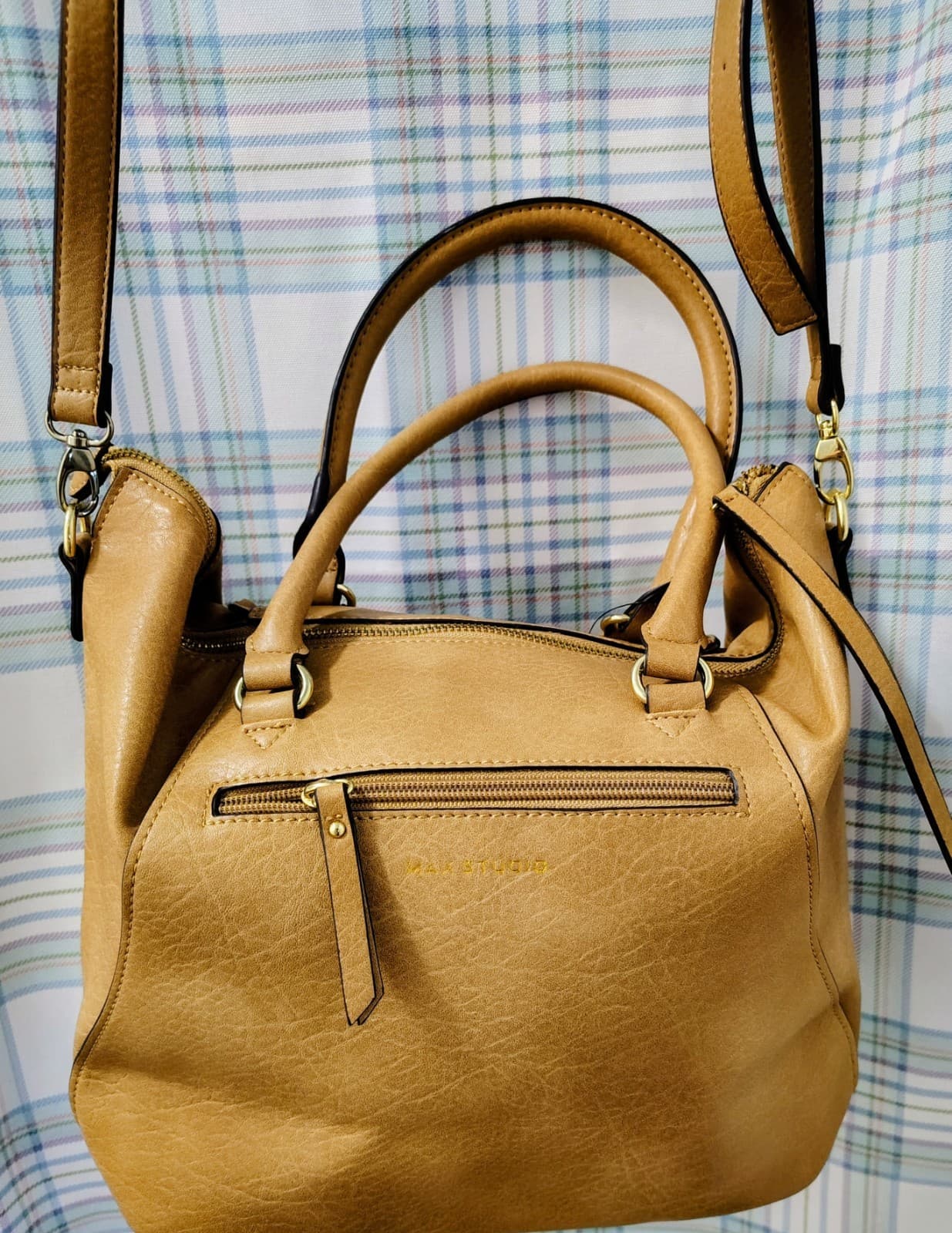 NWOT Max Studio Camel/Tan Satchel Shoulder Bag - Thumbnail 24