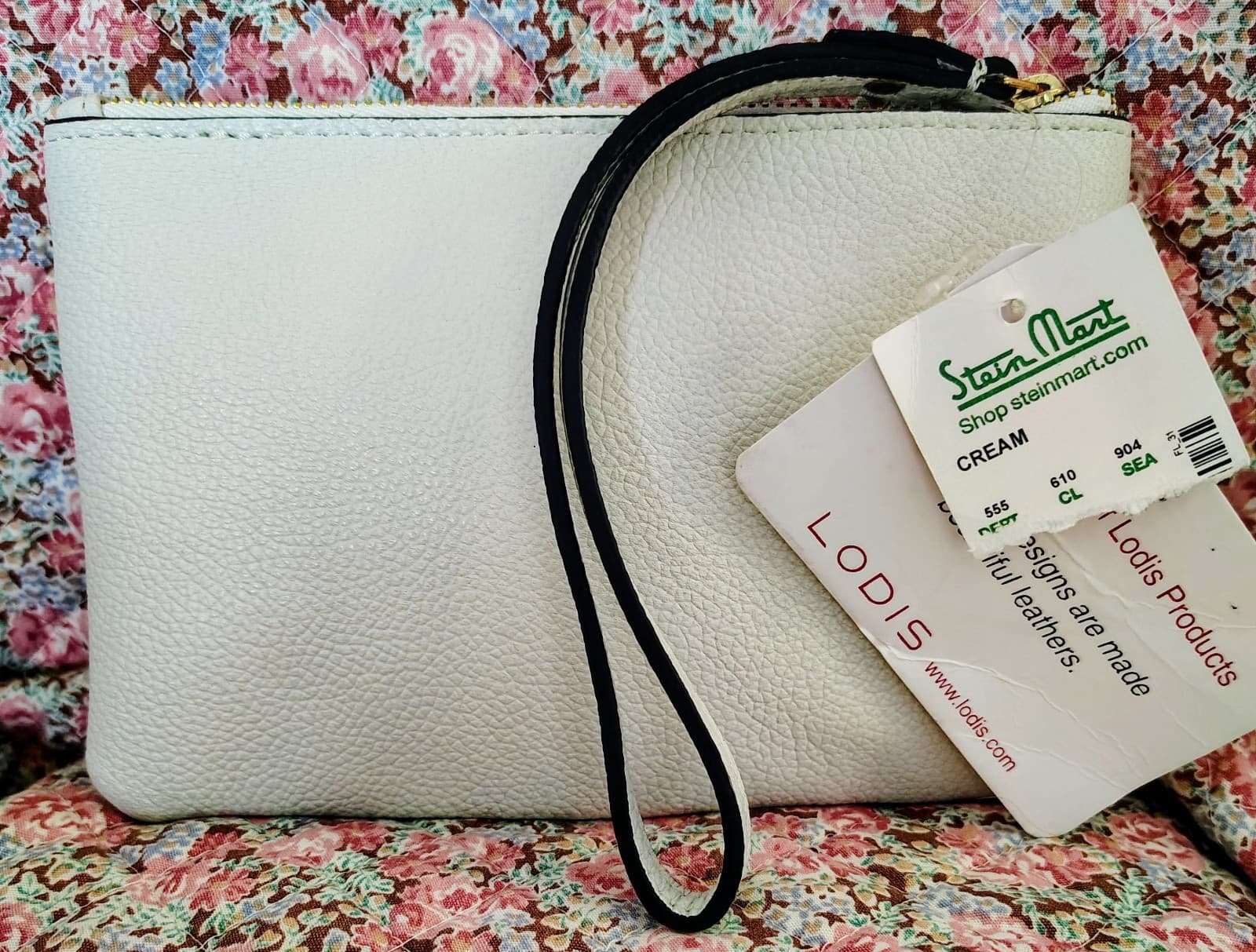 NWT Lodis Ivory Pebbled Leather Wallet Wristlet - Thumbnail 6