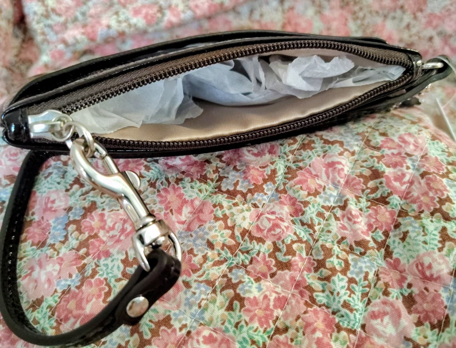 Coach Mahogany Patent Leather Zipper Small Wristlet Wallet NWT - Thumbnail 8