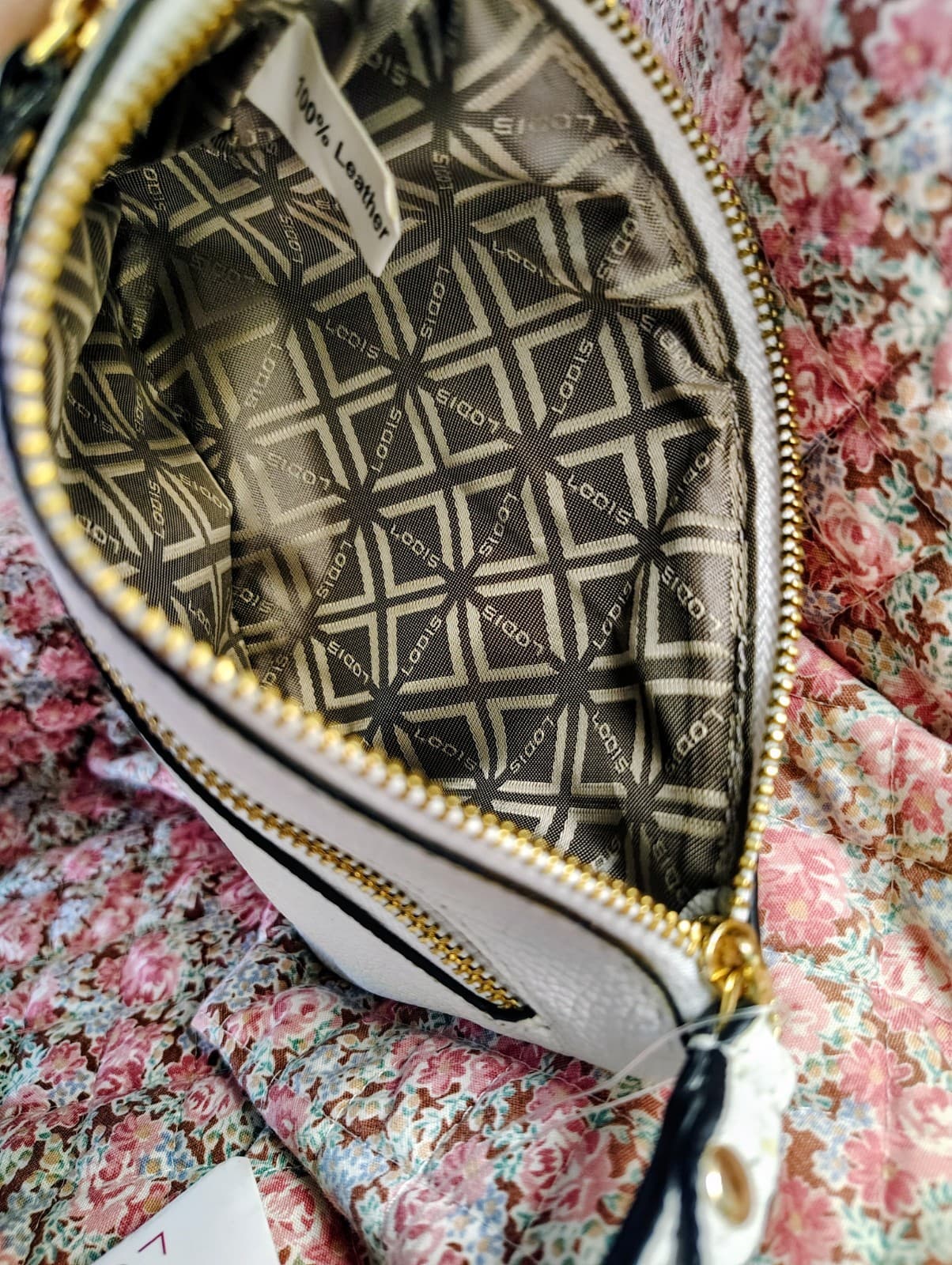 NWT Lodis Ivory Pebbled Leather Wallet Wristlet - Thumbnail 7