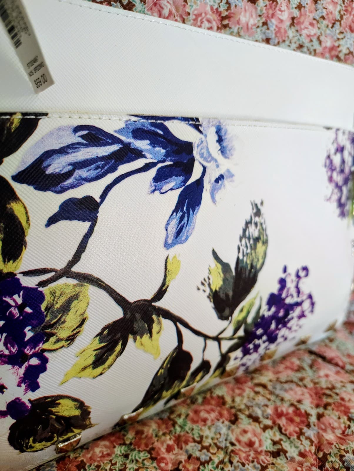 NEW White House Black Market Clutch Purse Wristlet PURPLE Studded FLORAL NWT - Thumbnail 2