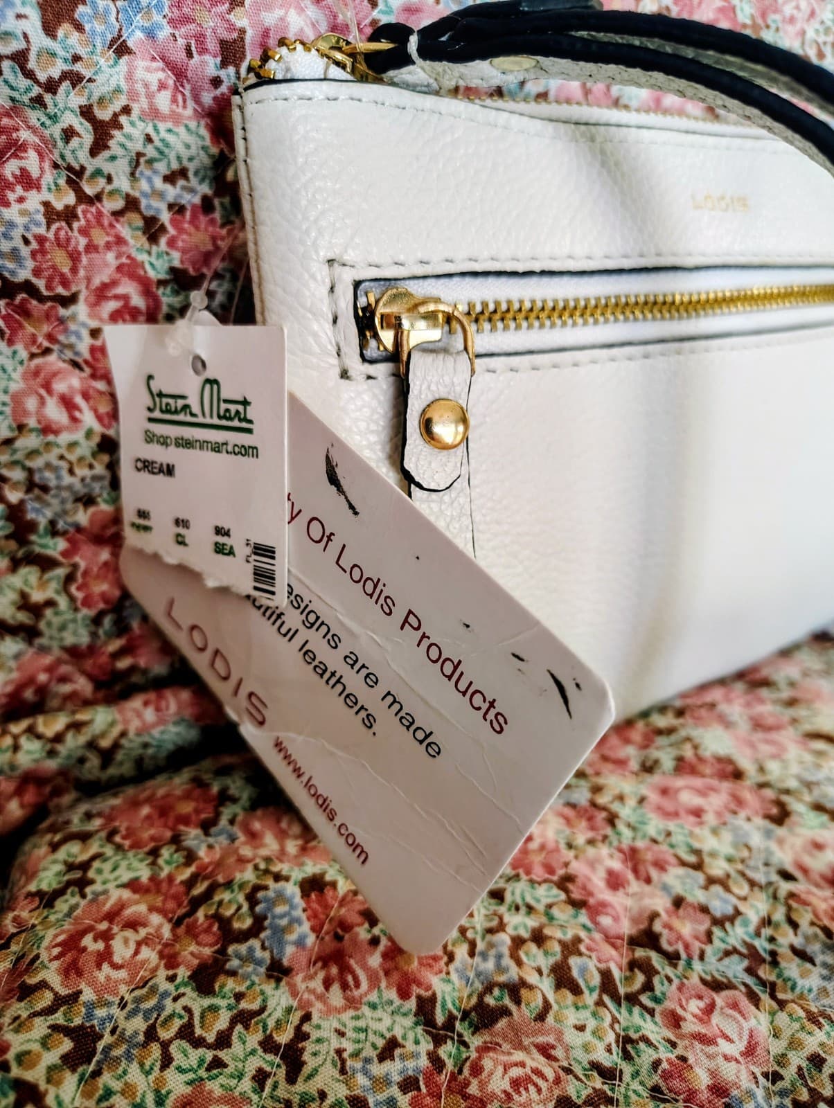 NWT Lodis Ivory Pebbled Leather Wallet Wristlet - Thumbnail 2
