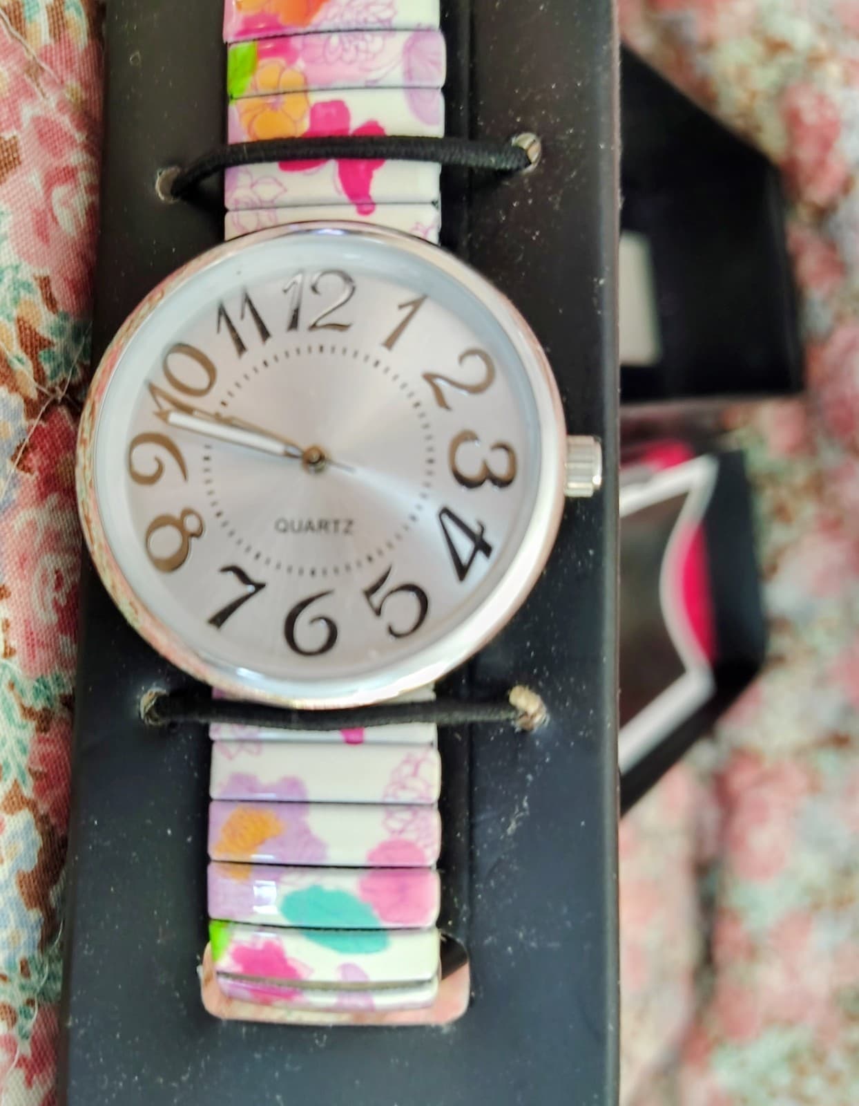 NIB Avon Watch, Floral, Butterfly, Elastic Stainless Steel Band - Thumbnail 7