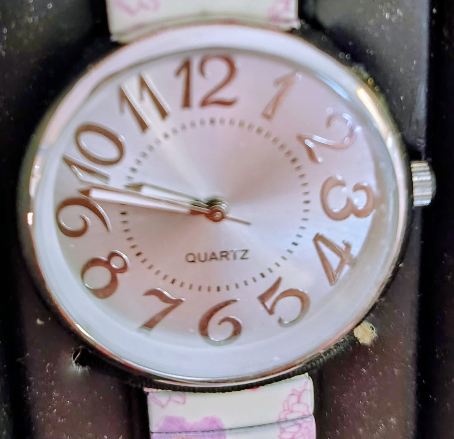 NIB Avon Watch, Floral, Butterfly, Elastic Stainless Steel Band - Thumbnail 2