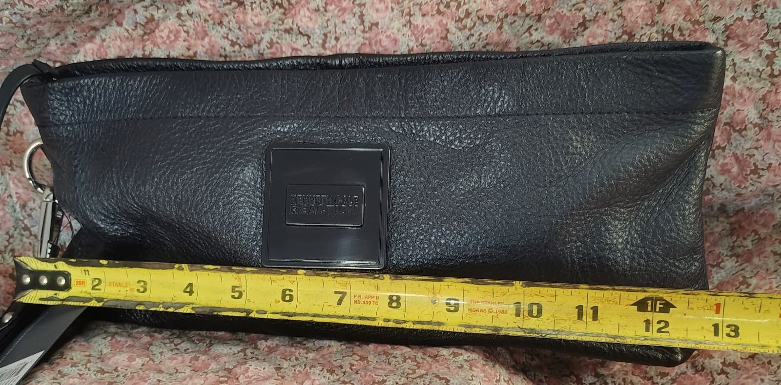 NEW Kenneth Cole Black Pebbled Leather Clutch With Wrist strap - Thumbnail 19