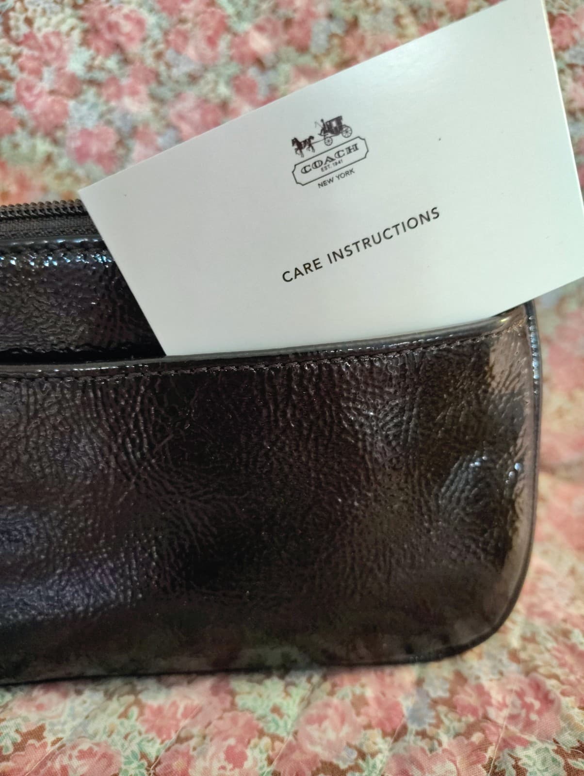 Coach Mahogany Patent Leather Zipper Small Wristlet Wallet NWT - Thumbnail 6