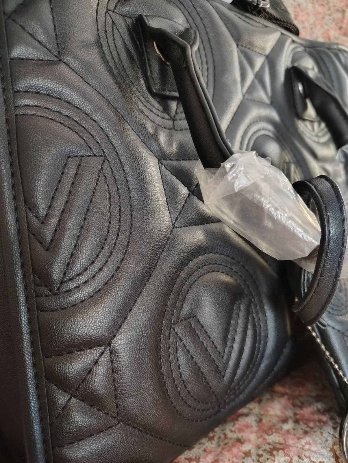 Valentino Orlandi Large Black Quilted Tote Bag & Mini Wristlet NWT V-4001G Vegan - Thumbnail 6
