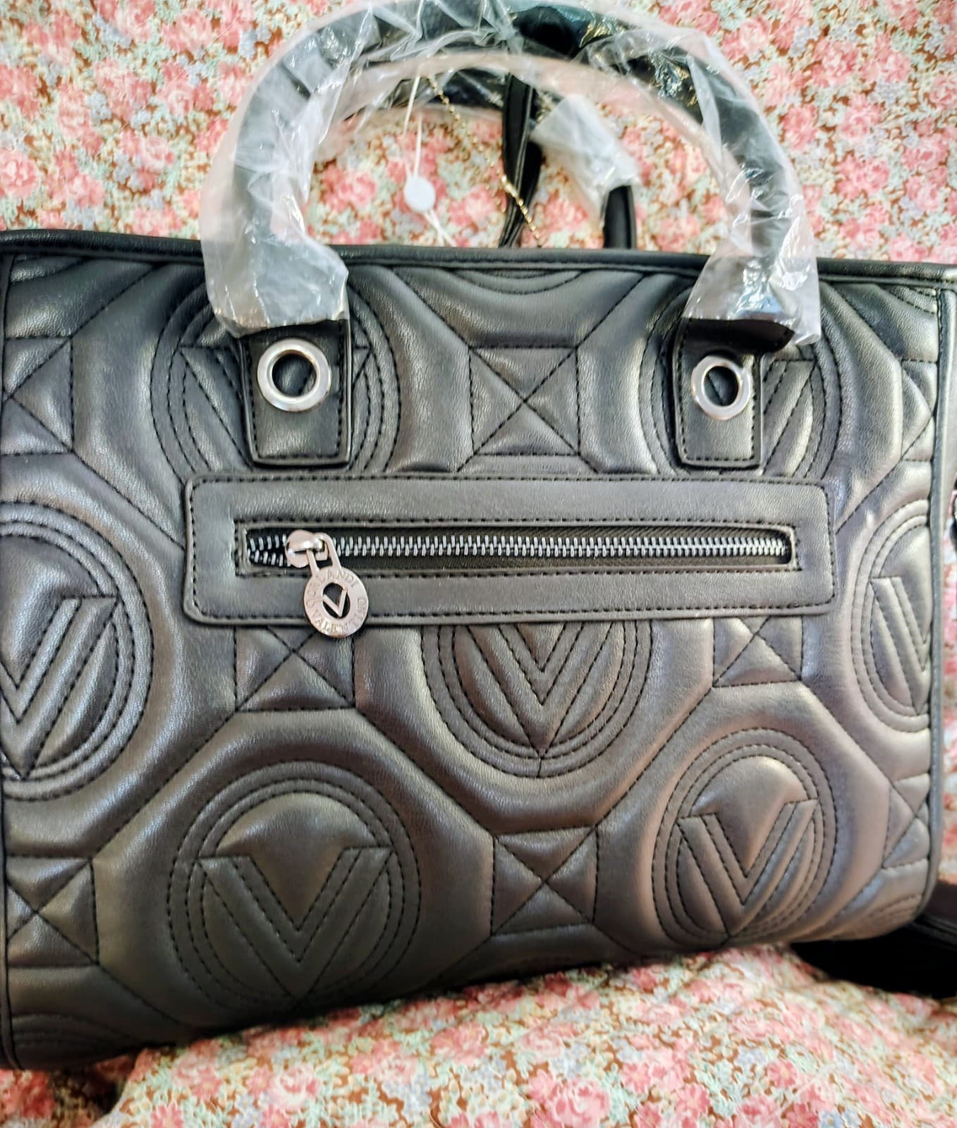 Valentino Orlandi Large Black Quilted Tote Bag & Mini Wristlet NWT V-4001G Vegan - Thumbnail 7
