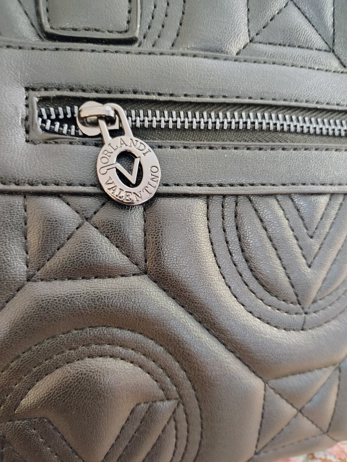Valentino Orlandi Large Black Quilted Tote Bag & Mini Wristlet NWT V-4001G Vegan - Thumbnail 8