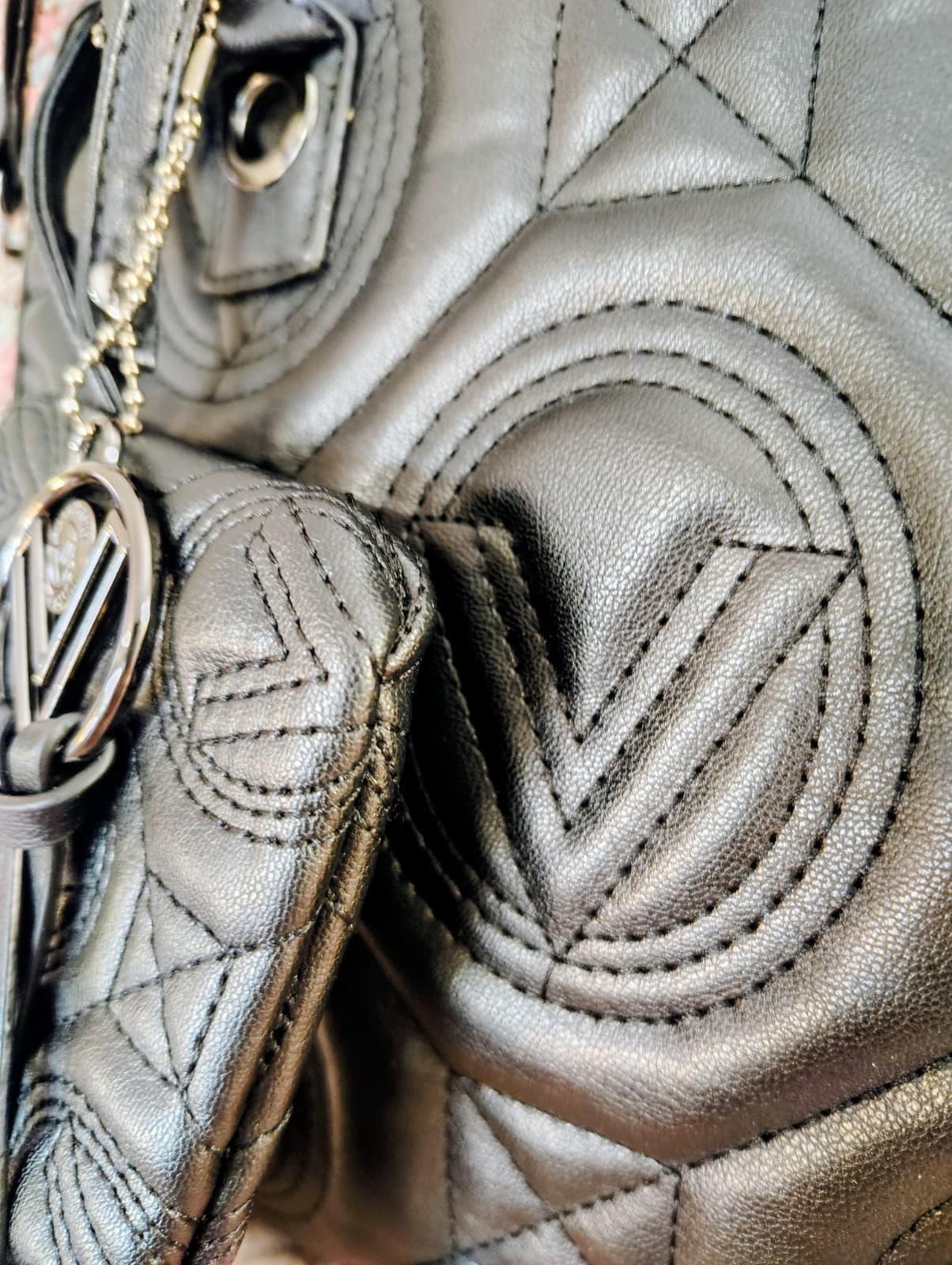 Valentino Orlandi Large Black Quilted Tote Bag & Mini Wristlet NWT V-4001G Vegan - Thumbnail 17