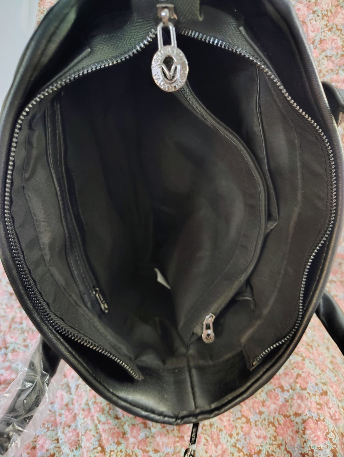 Valentino Orlandi Large Black Quilted Tote Bag & Mini Wristlet NWT V-4001G Vegan - Thumbnail 14