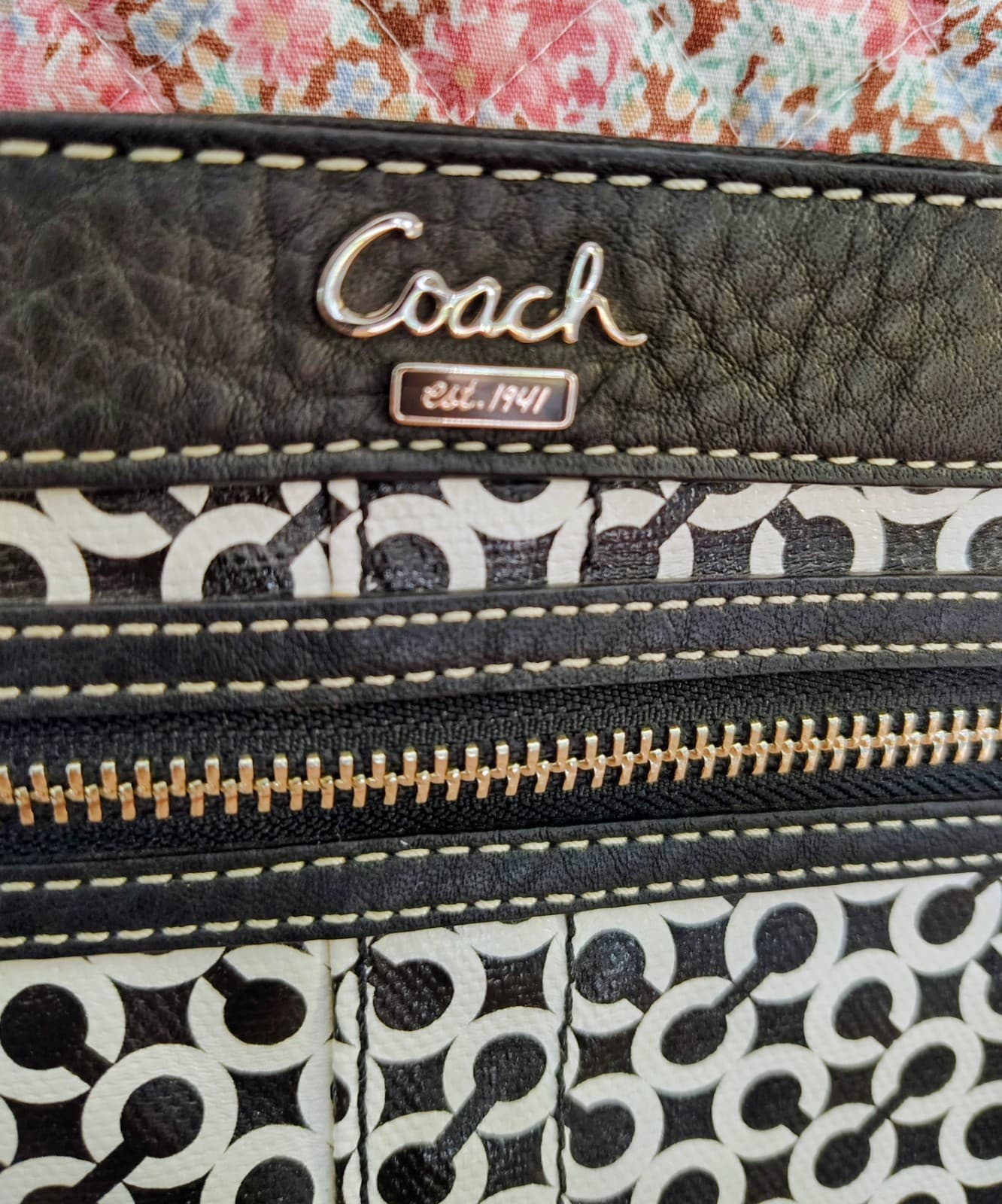 NWOT Coach Penelope Signature Op Art Clutch, Large, Black White Purse - Thumbnail 3