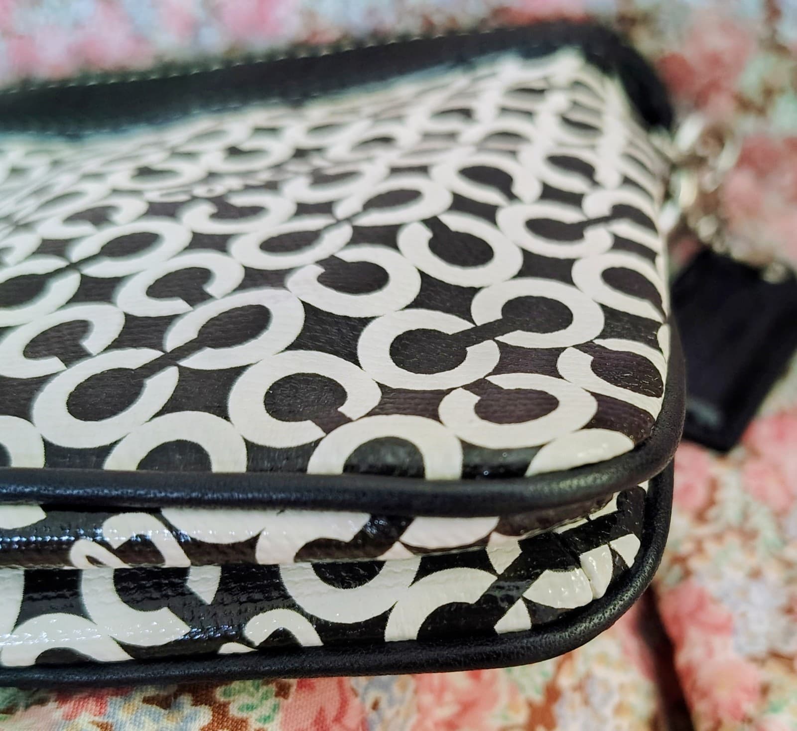 NWOT Coach Penelope Signature Op Art Clutch, Large, Black White Purse - Thumbnail 4