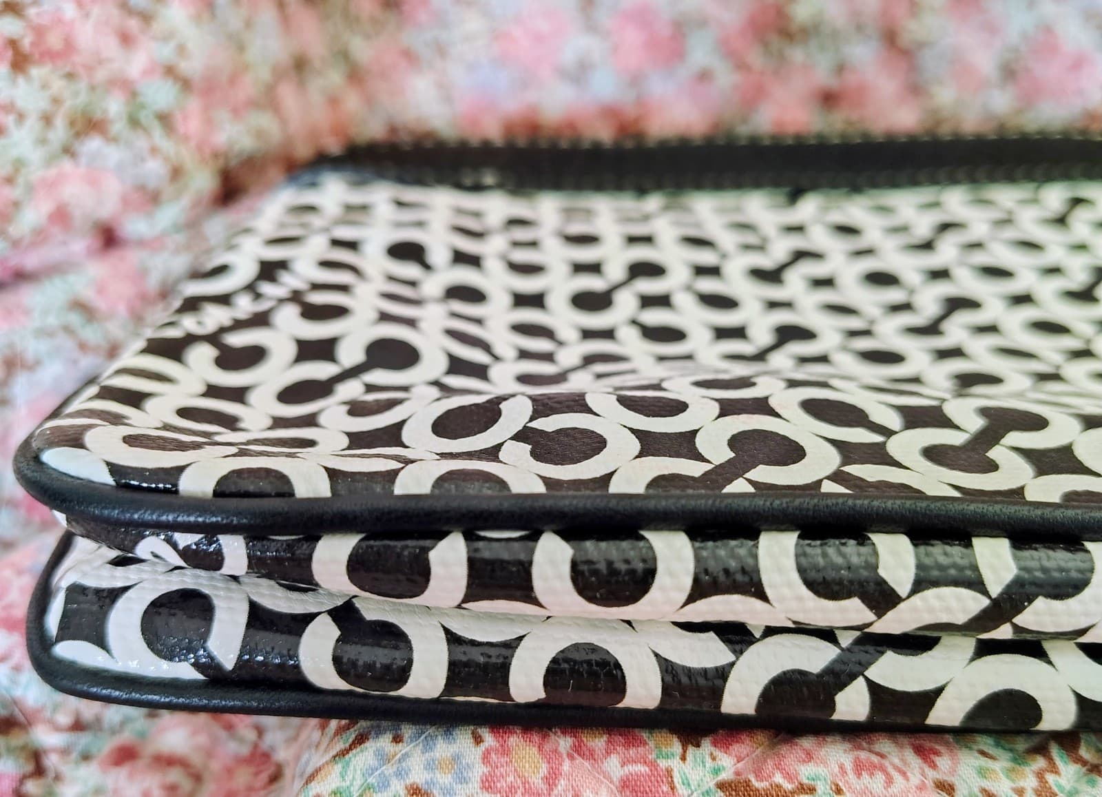 NWOT Coach Penelope Signature Op Art Clutch, Large, Black White Purse - Thumbnail 8