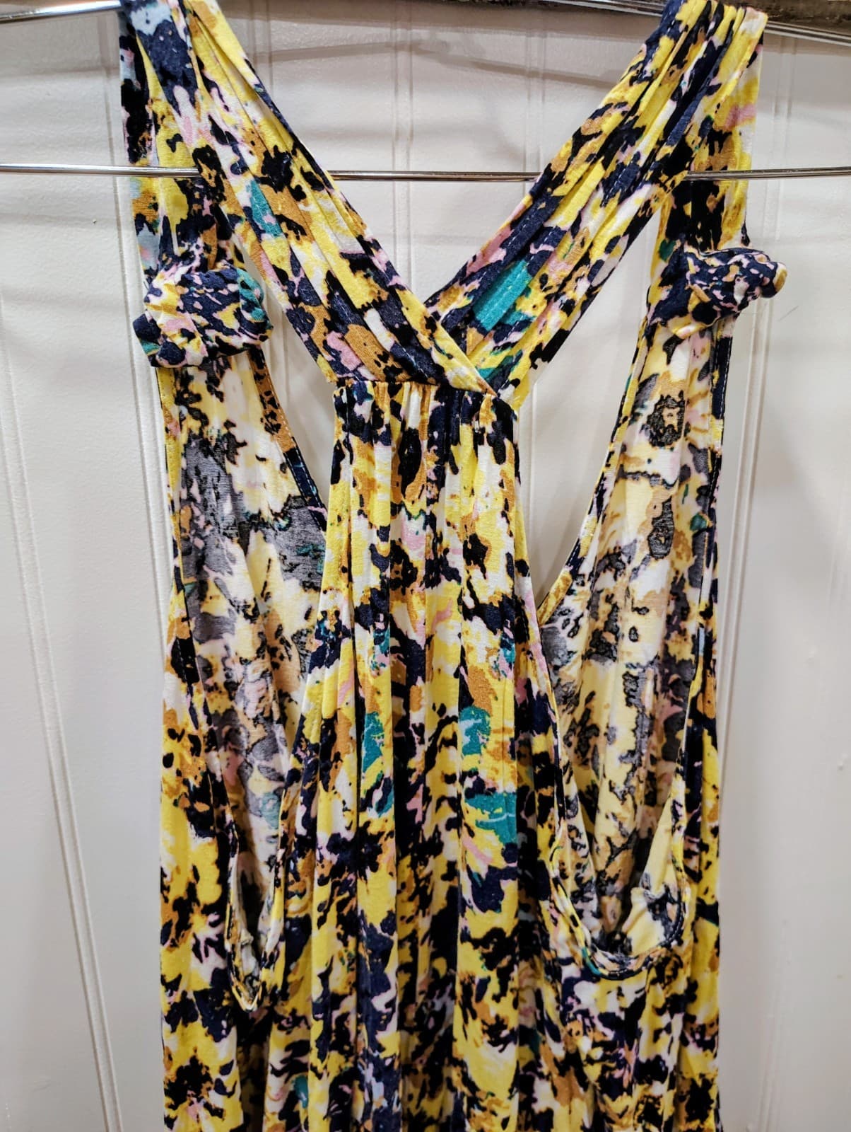 Women’s H&M Swim Coverup Yellow Floral High Low Dress Small L - Thumbnail 9