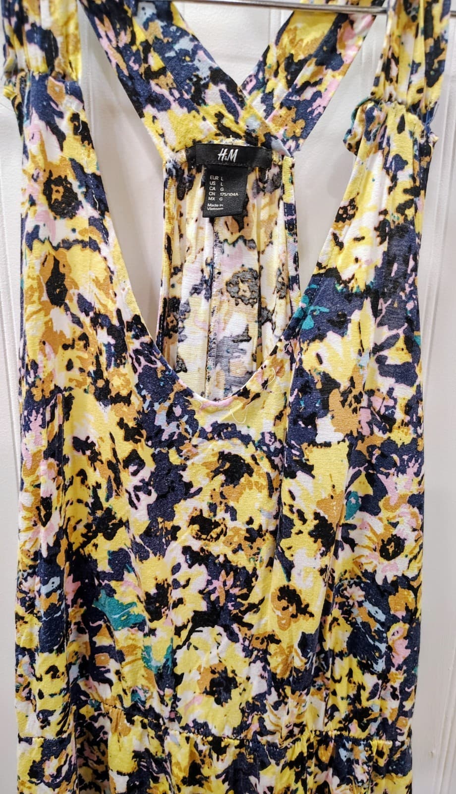Women’s H&M Swim Coverup Yellow Floral High Low Dress Small L - Thumbnail 2