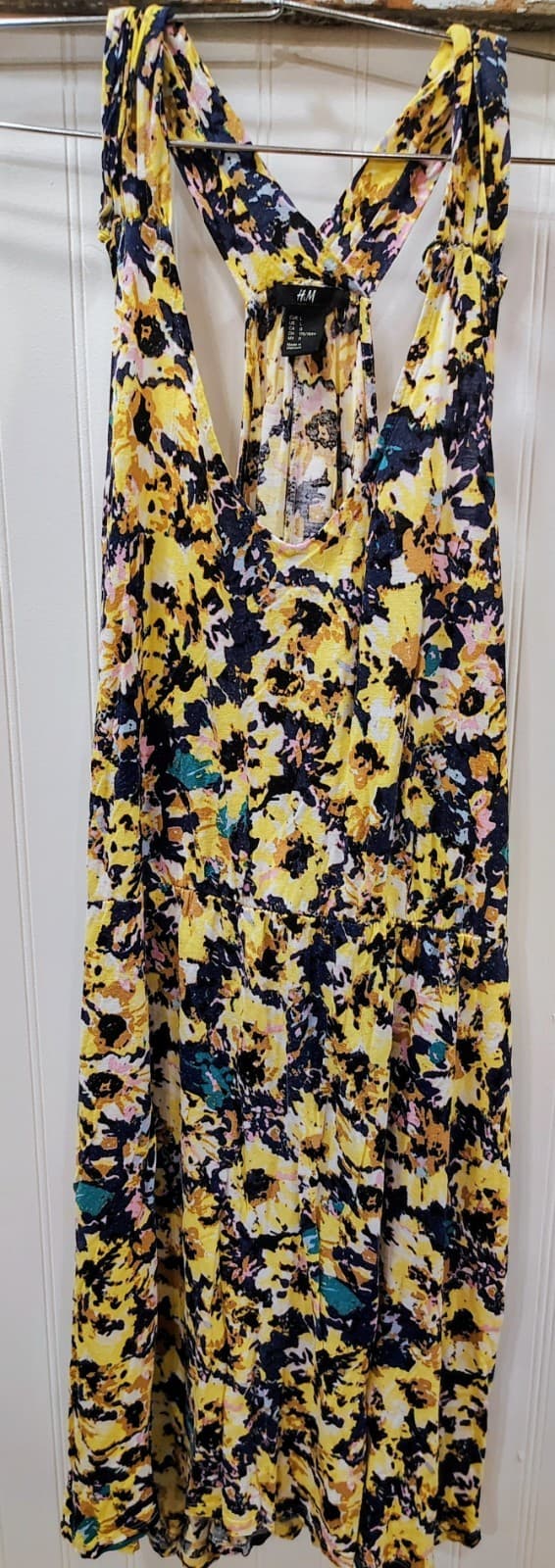 Women’s H&M Swim Coverup Yellow Floral High Low Dress Small L