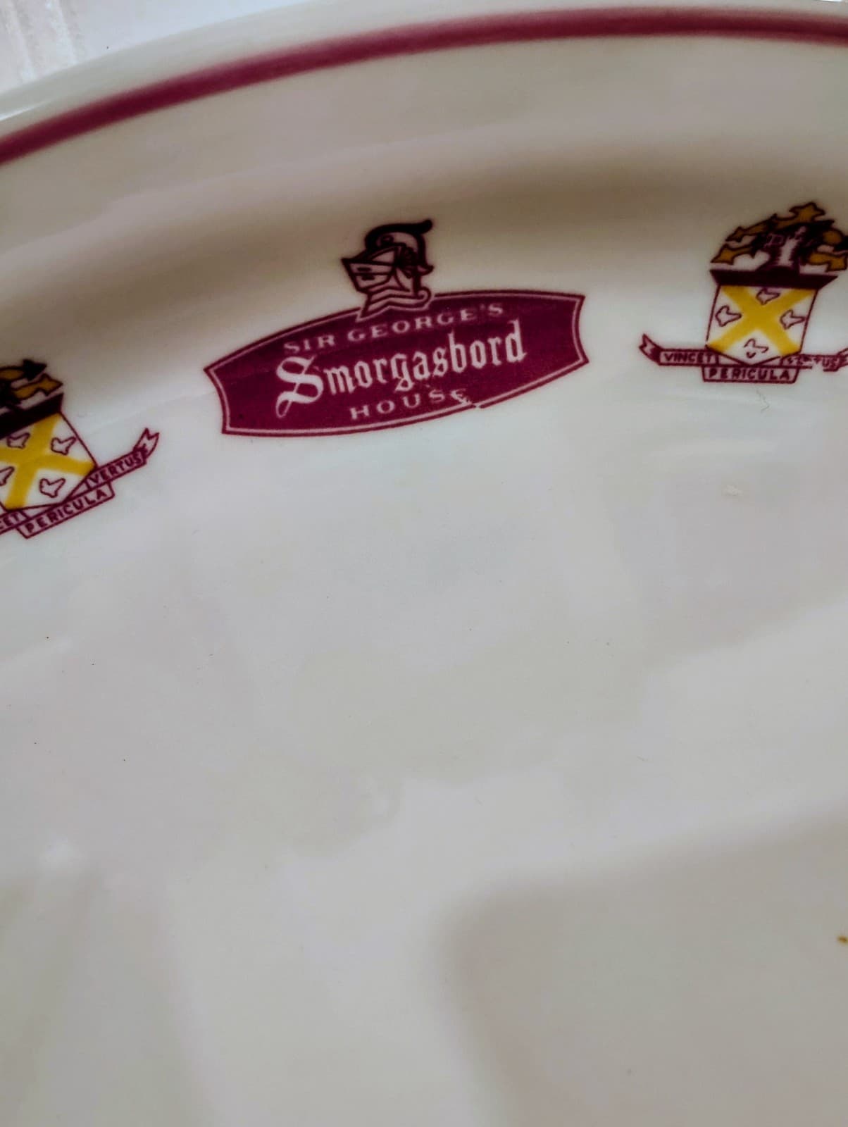 Vintage Ceramic Oval Platter, 1960's, Sir George's Smorgasbord House - Thumbnail 2