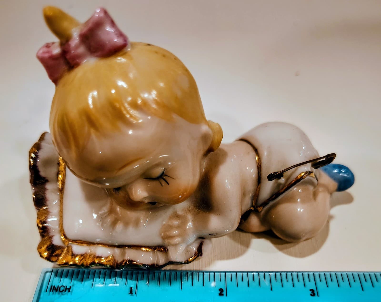 Vintage Ceramic Sleeping Baby Figurine, Japan, Excellent Condition 1950s - Thumbnail 6