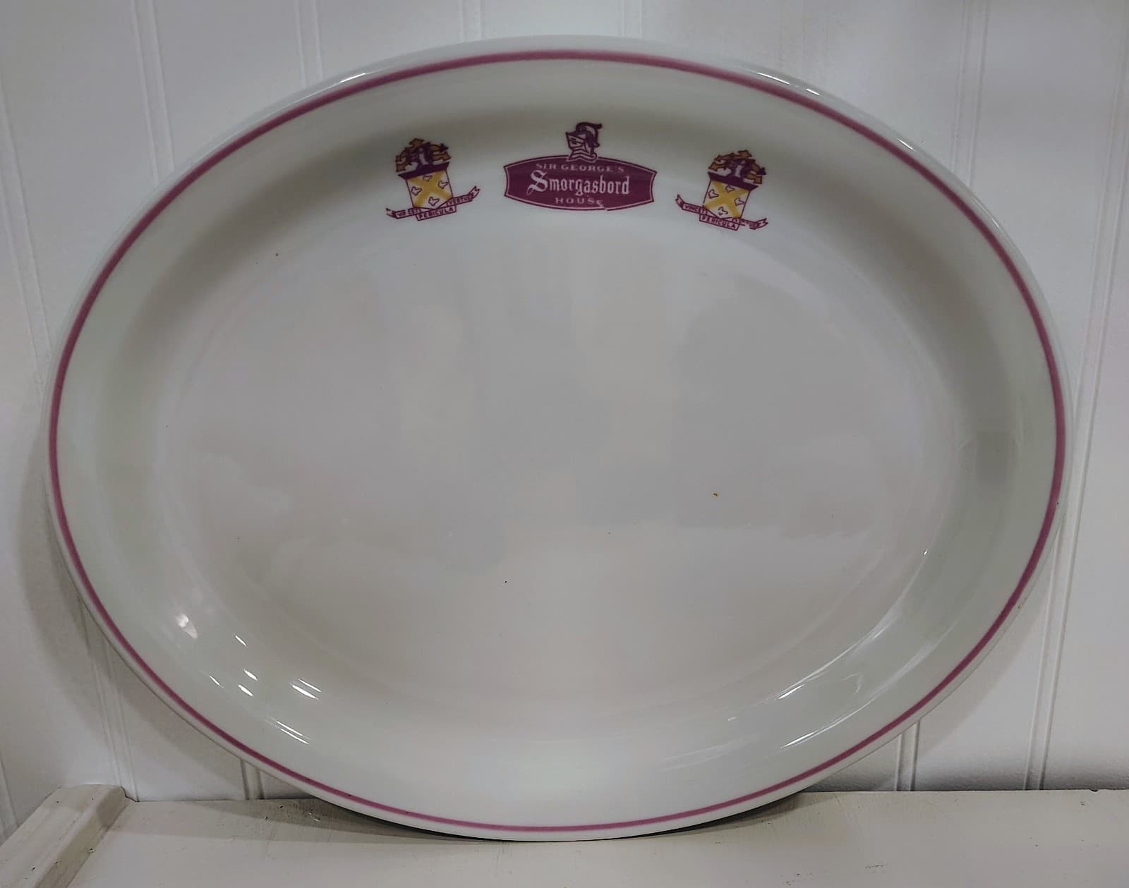 Vintage Ceramic Oval Platter, 1960's, Sir George's Smorgasbord House