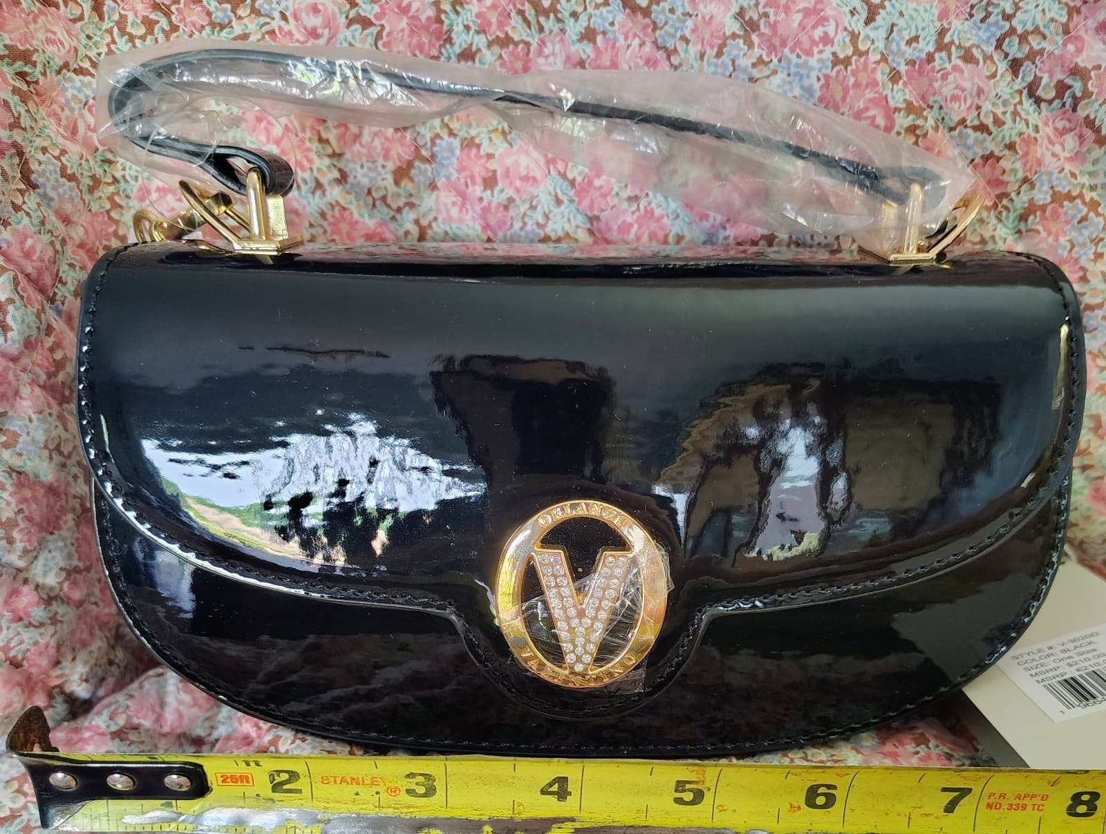 Valentino Orlandi black Formal Vegan Leather Bag With Gold Chain NWT MSRP 210.00 - Thumbnail 15