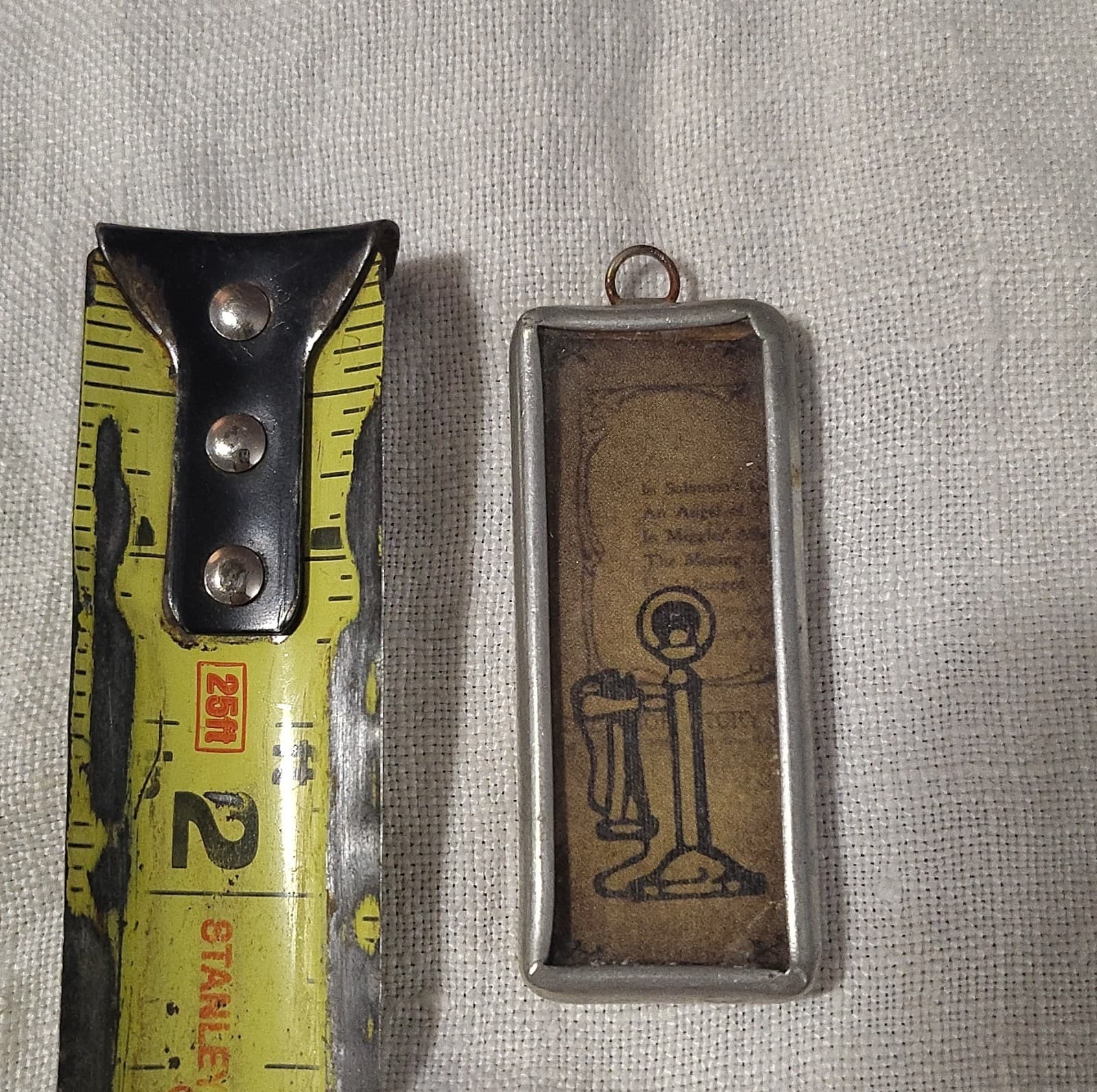 Rectangle Vintage Telephone Charm Pendant Yellow Silver Paper Metal Handcrafted - Thumbnail 5
