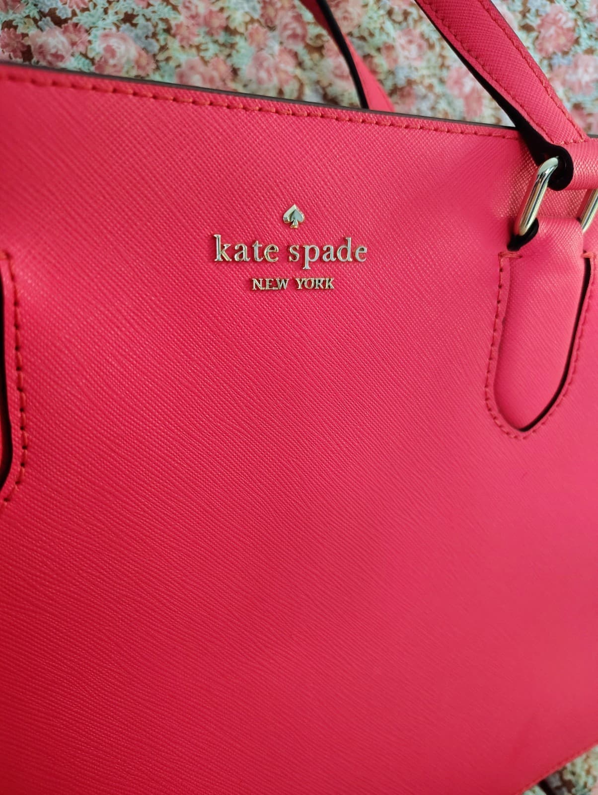 NWT hot pink Kate Spade New York Laurel Way Reese satchel, saffiano leather - Thumbnail 3