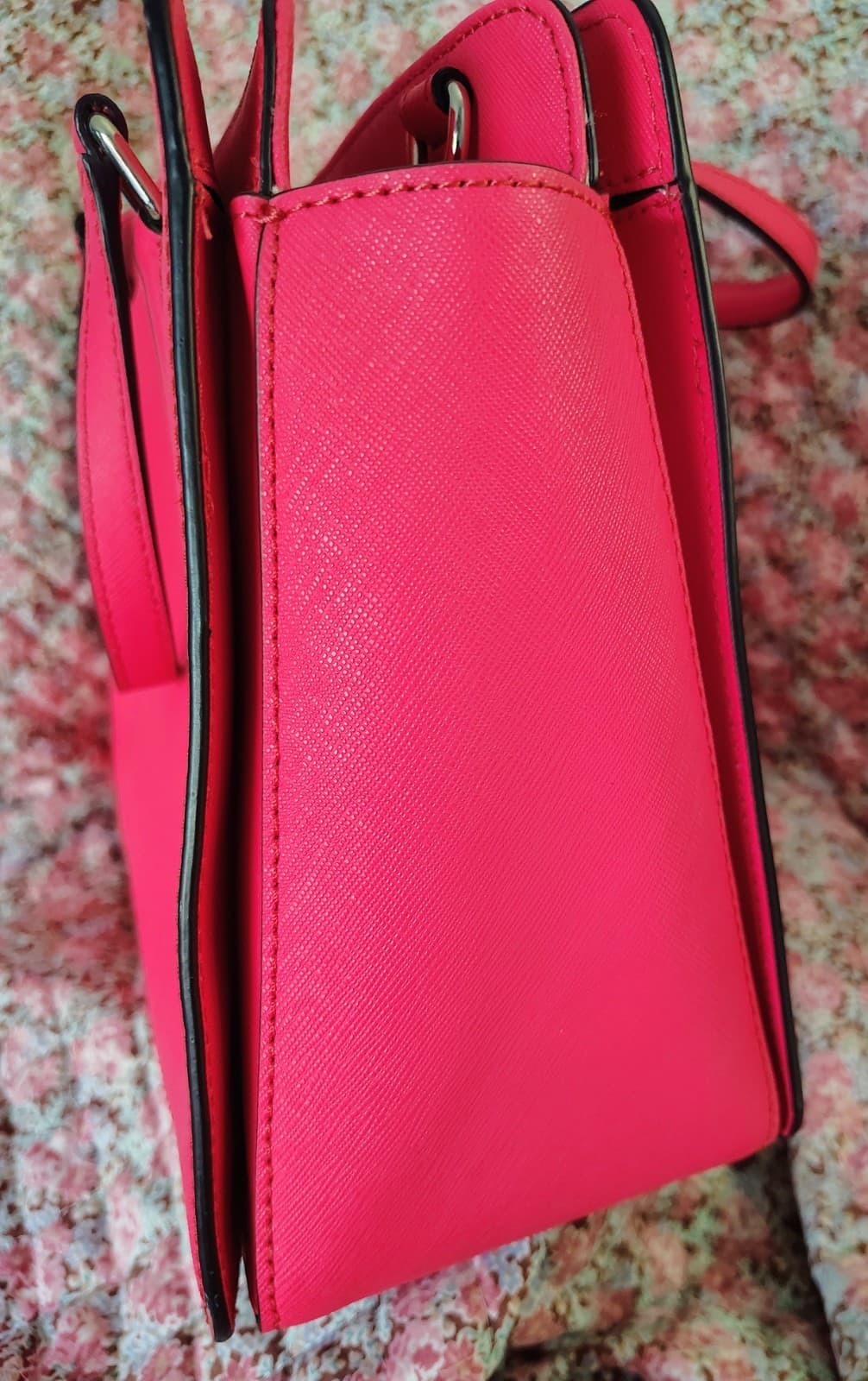 NWT hot pink Kate Spade New York Laurel Way Reese satchel, saffiano leather - Thumbnail 5