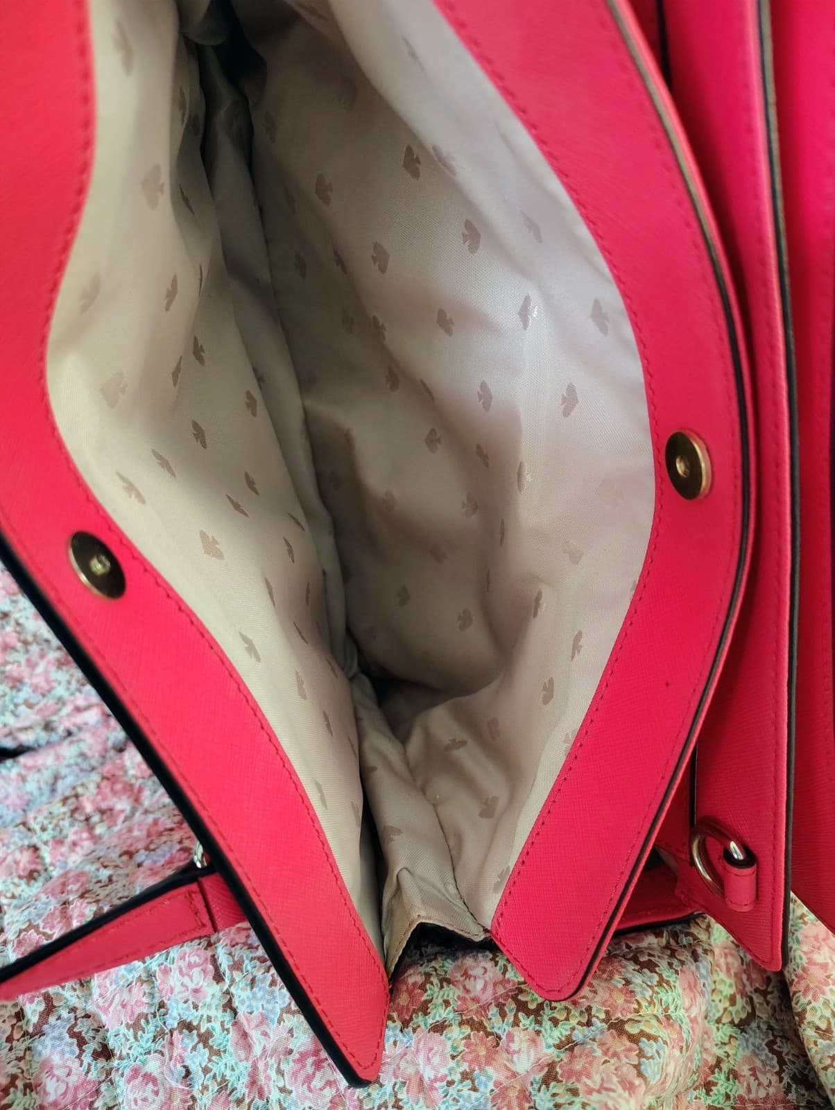 NWT hot pink Kate Spade New York Laurel Way Reese satchel, saffiano leather - Thumbnail 12