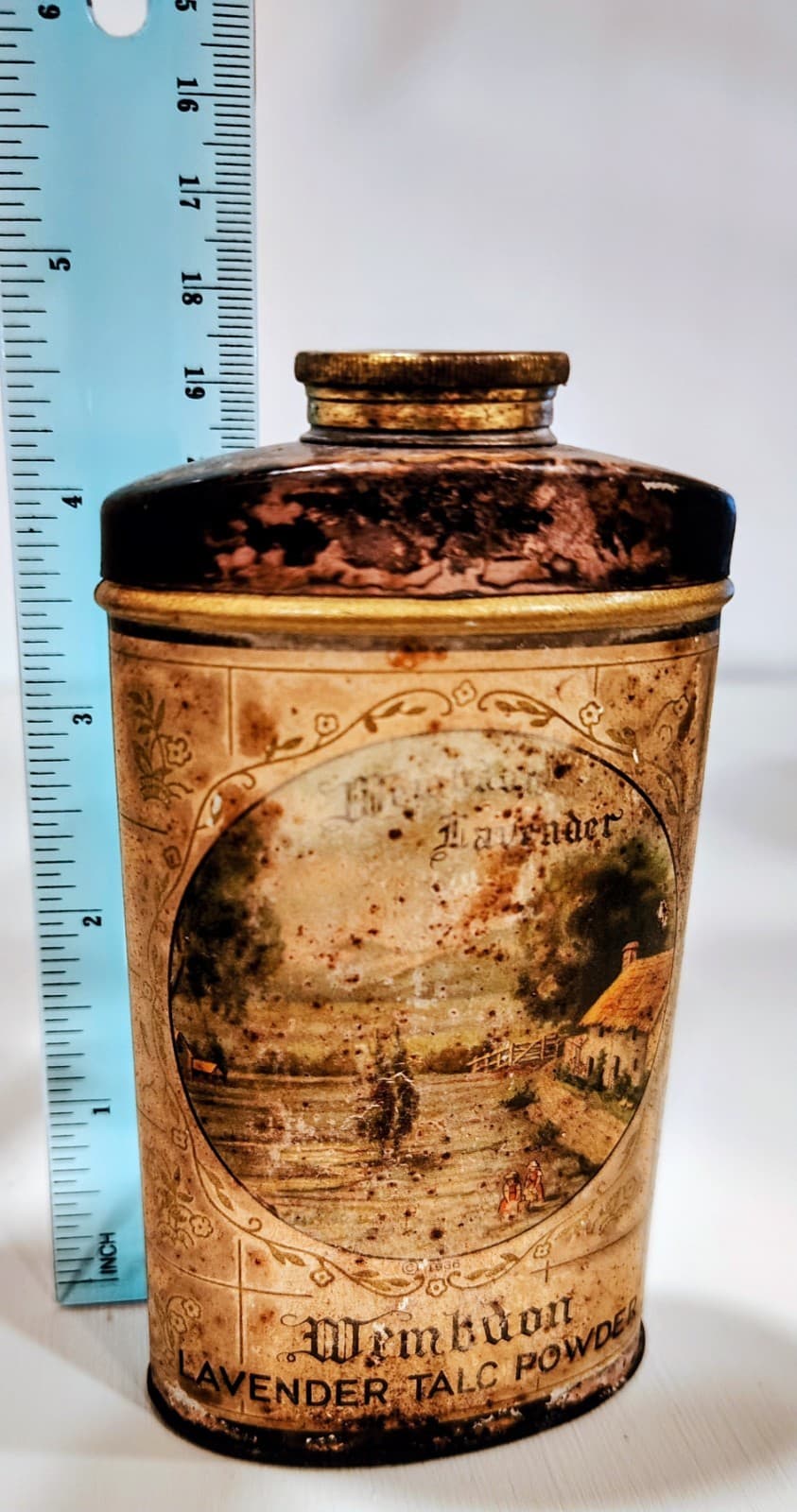Original 1936 WEMBDON Lavender Talc Powder Tin, House Of Wembdon, Full Tin - Thumbnail 6