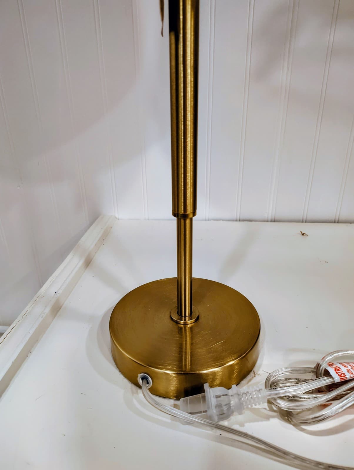 NWT Slender Brass Toned Metal Lamp With Floral Shade, Cambodia - Thumbnail 21