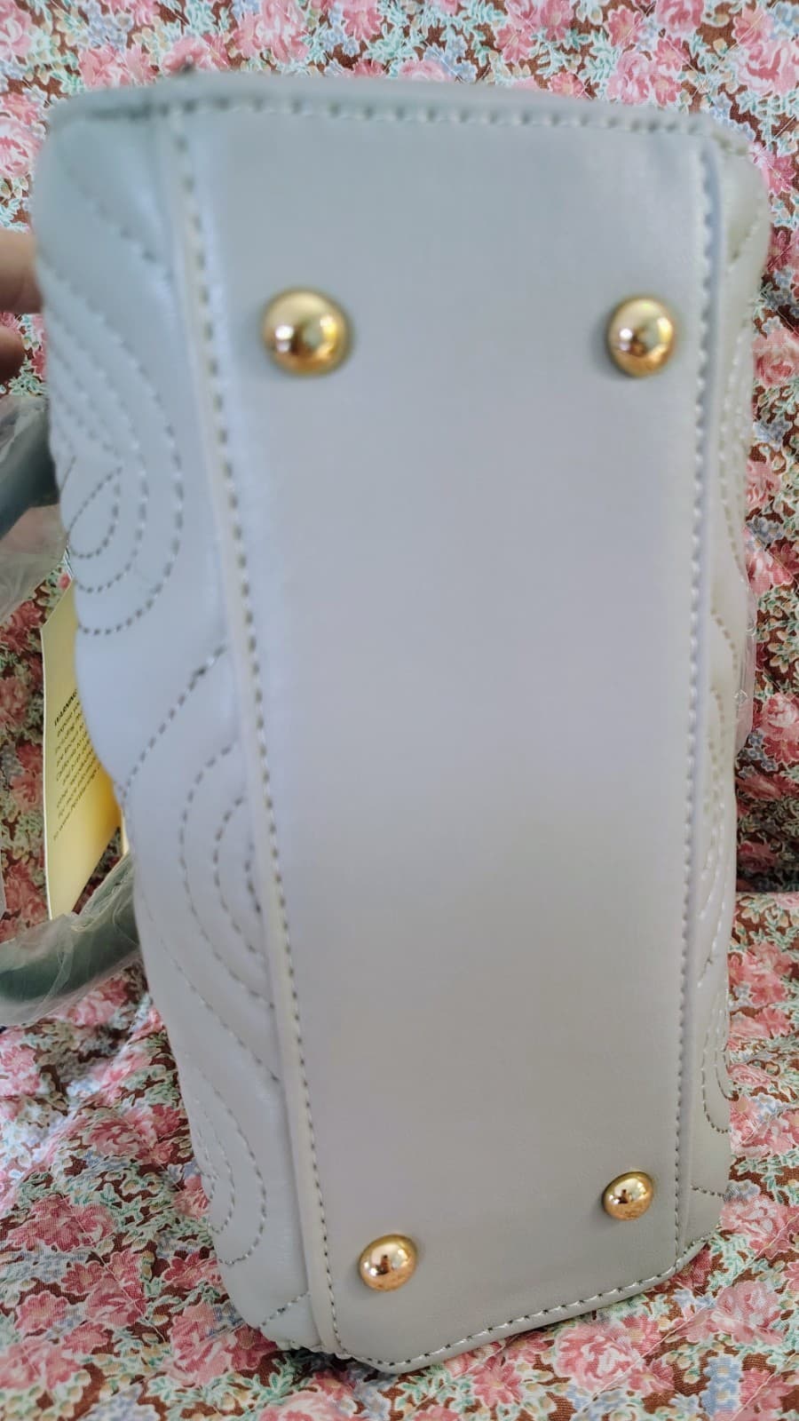 NWT Valentino Orlandi handbag Gray Quilted vegan Leather Handle Crossbody $259 - Thumbnail 11