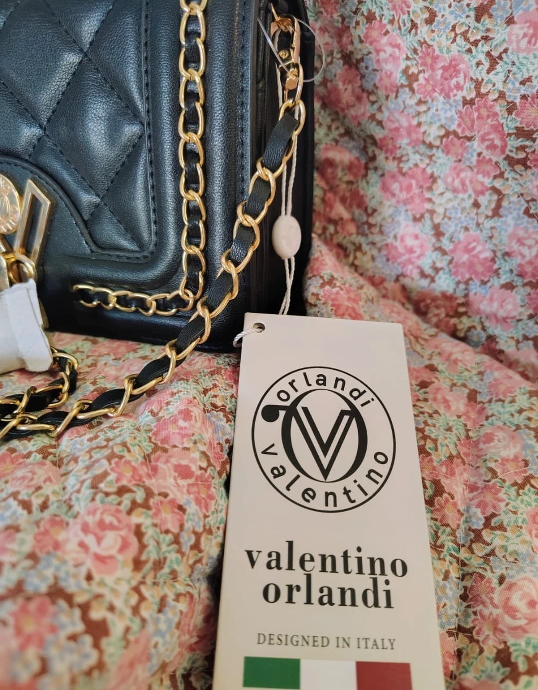 NWT Black Quilted Vegan Leather Orlandi Valentino Shoulder Crossbody Bag $299