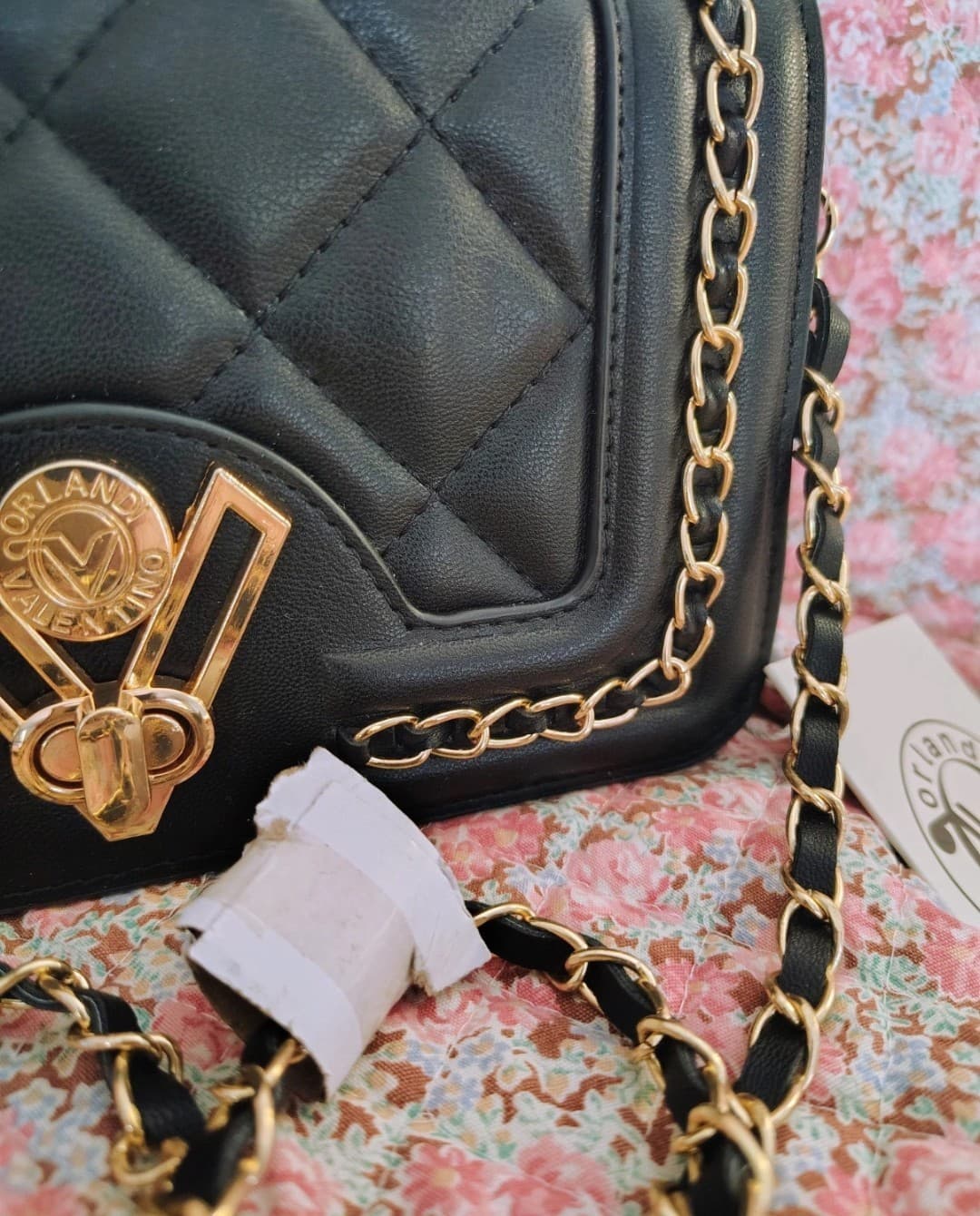 NWT Black Quilted Vegan Leather Orlandi Valentino Shoulder Crossbody Bag $299 - Thumbnail 2