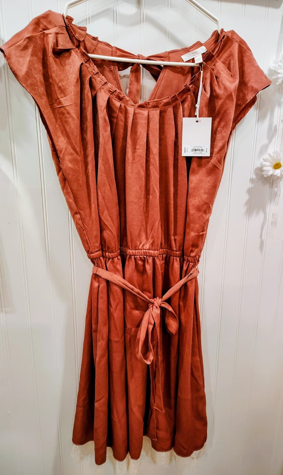 NWT Lauren Conrad Rust Colored Silk Dress, Lace Bottom, Women's XXL, MSRP $60 - Thumbnail 7