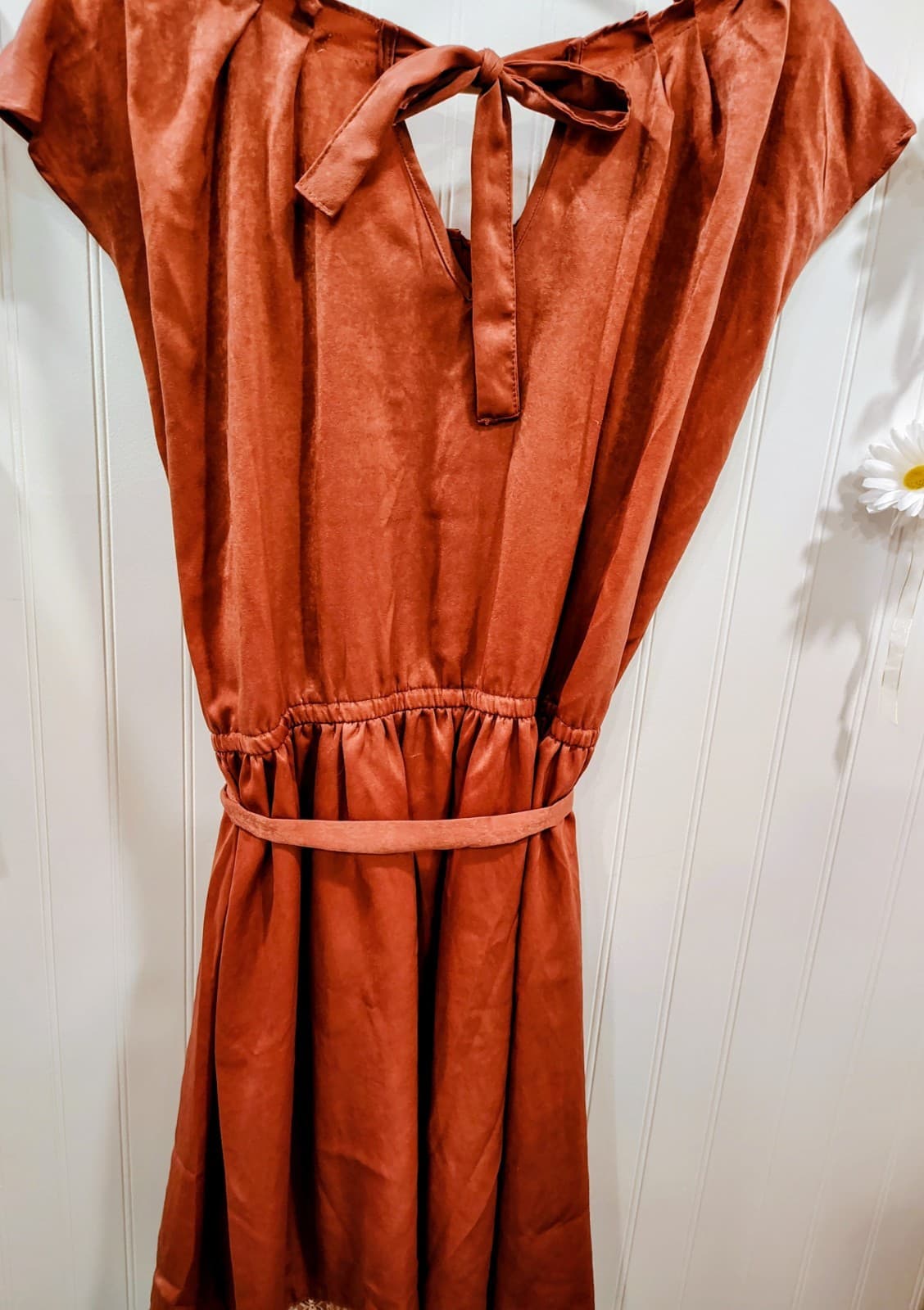 NWT Lauren Conrad Rust Colored Silk Dress, Lace Bottom, Women's XXL, MSRP $60 - Thumbnail 8