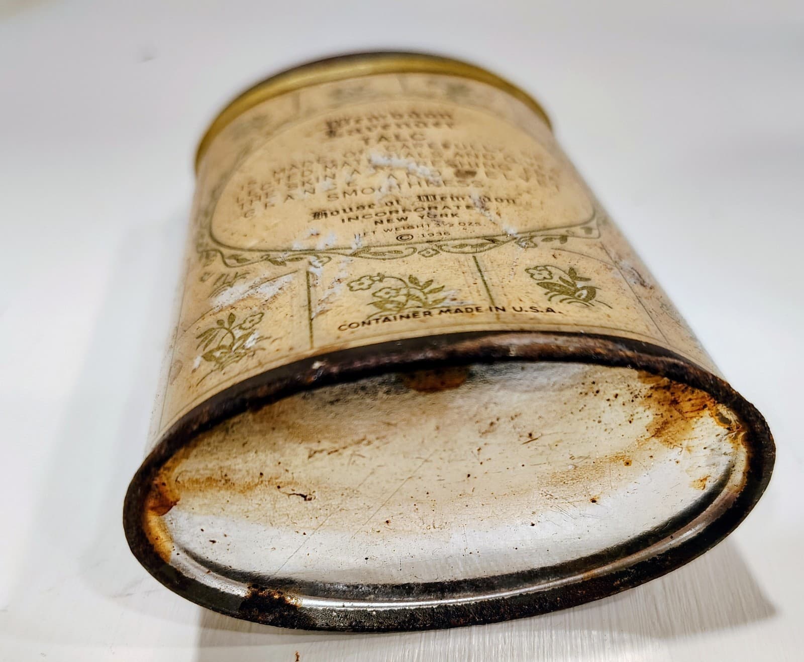 Original 1936 WEMBDON Lavender Talc Powder Tin, House Of Wembdon, Full Tin - Thumbnail 3
